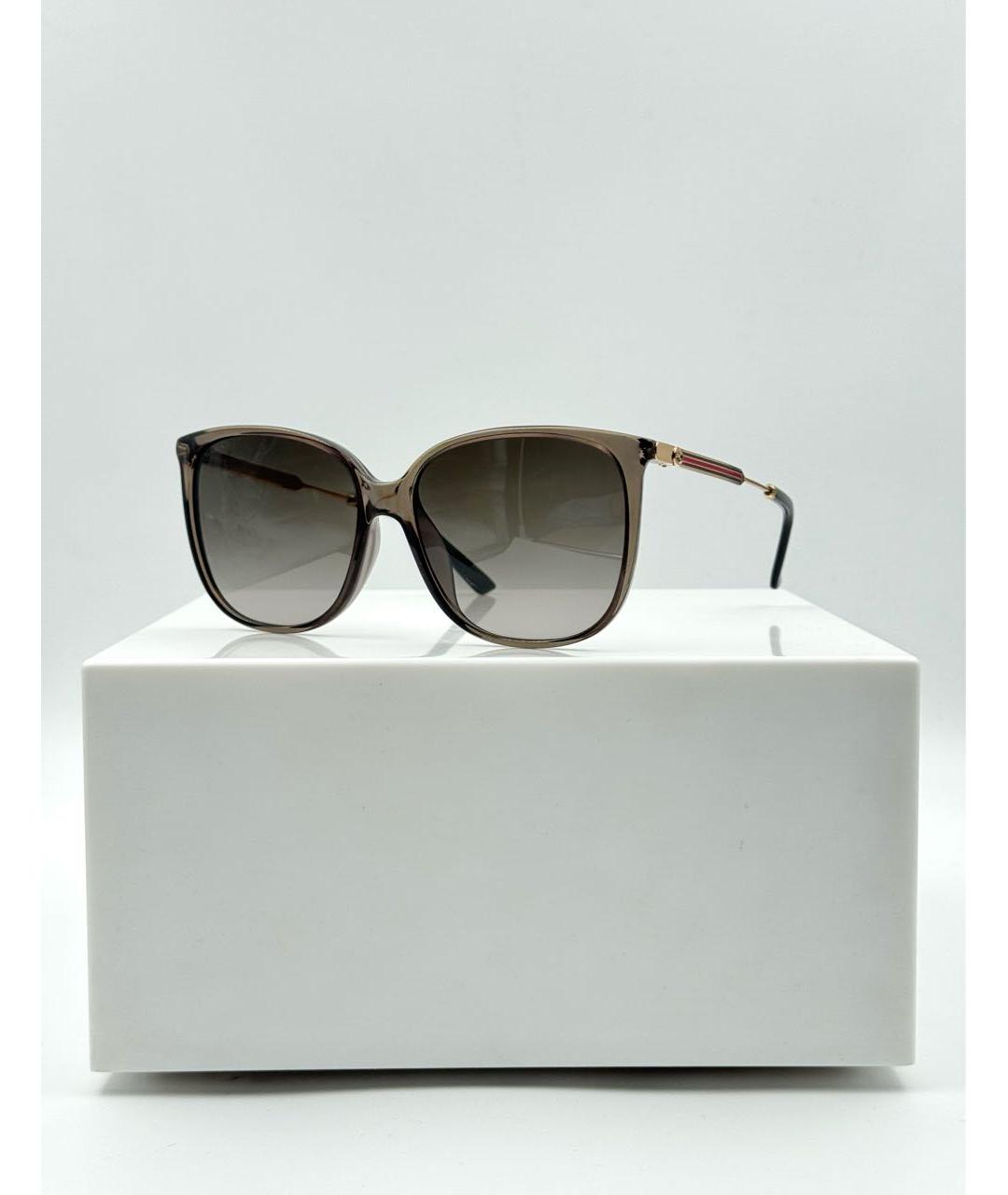 GUCCI Коричневые пластиковые солнцезащитные очки, фото 5