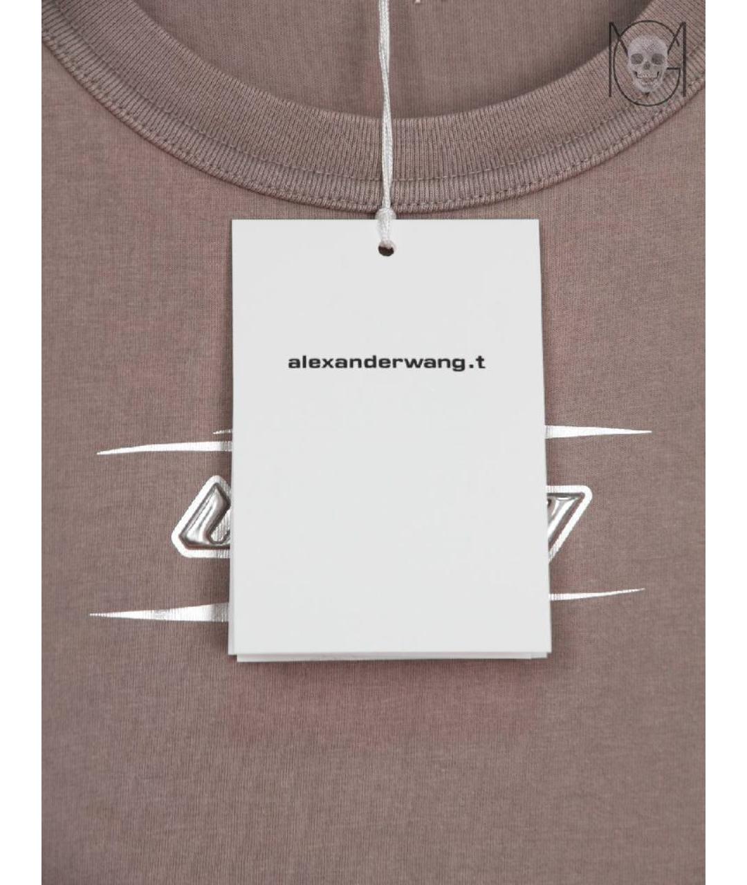 ALEXANDER WANG Бежевая хлопковая футболка, фото 6