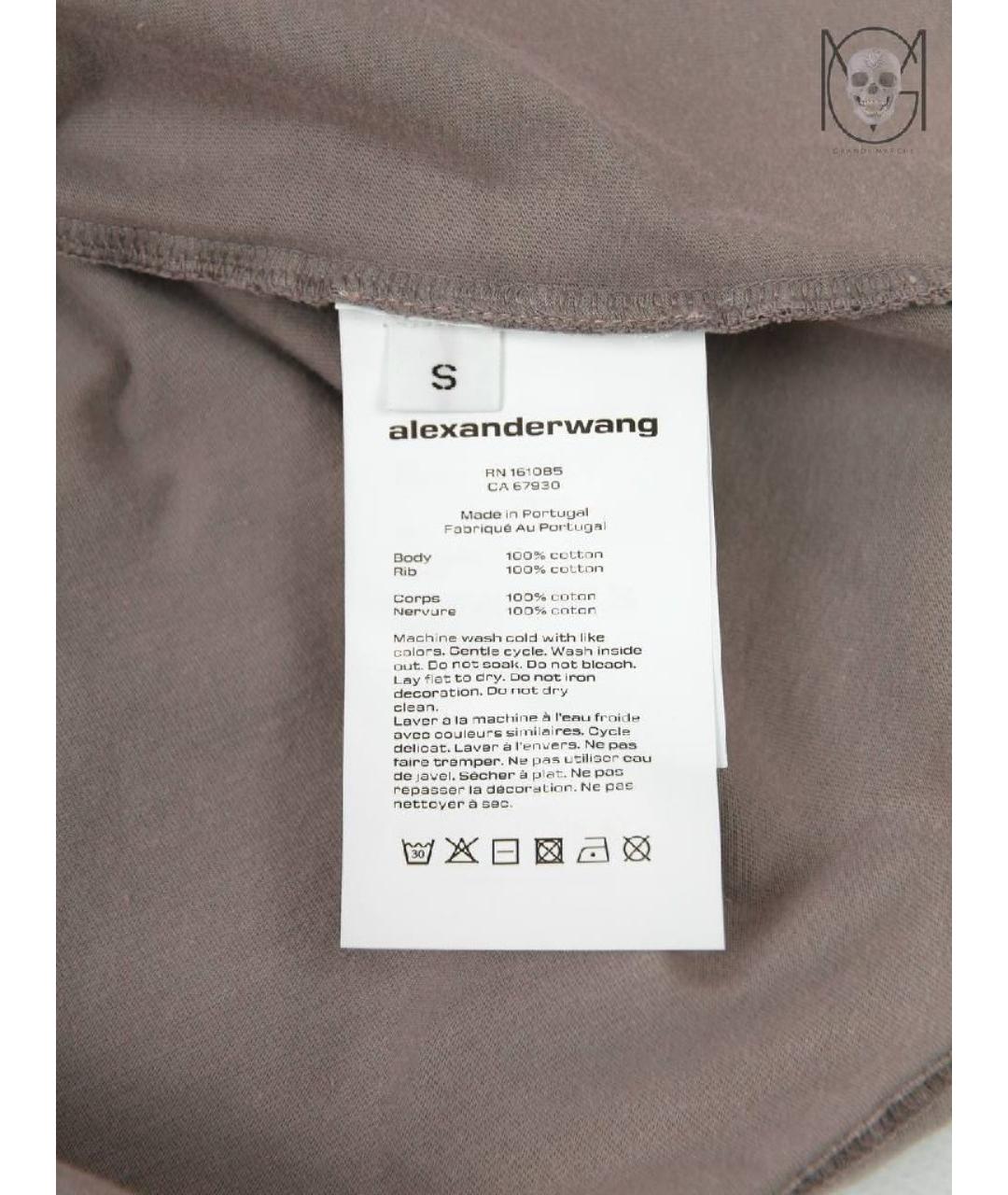 ALEXANDER WANG Бежевая хлопковая футболка, фото 7