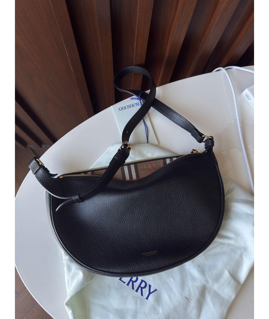 BURBERRY Черная кожаная сумка через плечо, фото 2