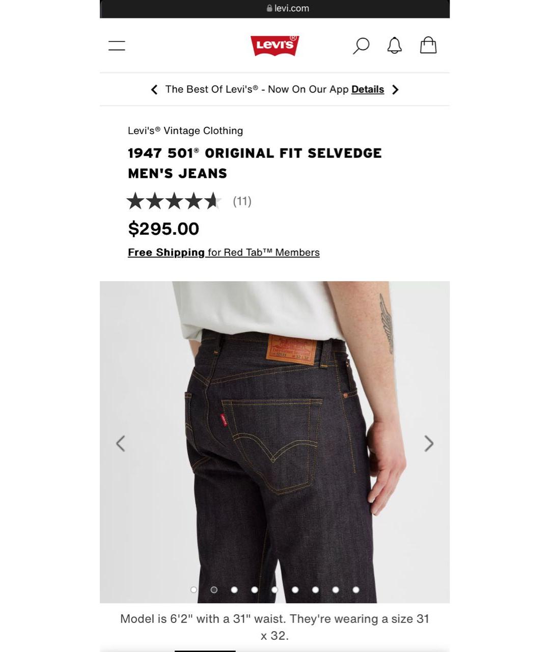 LEVI'S Темно-синие хлопковые прямые джинсы, фото 7