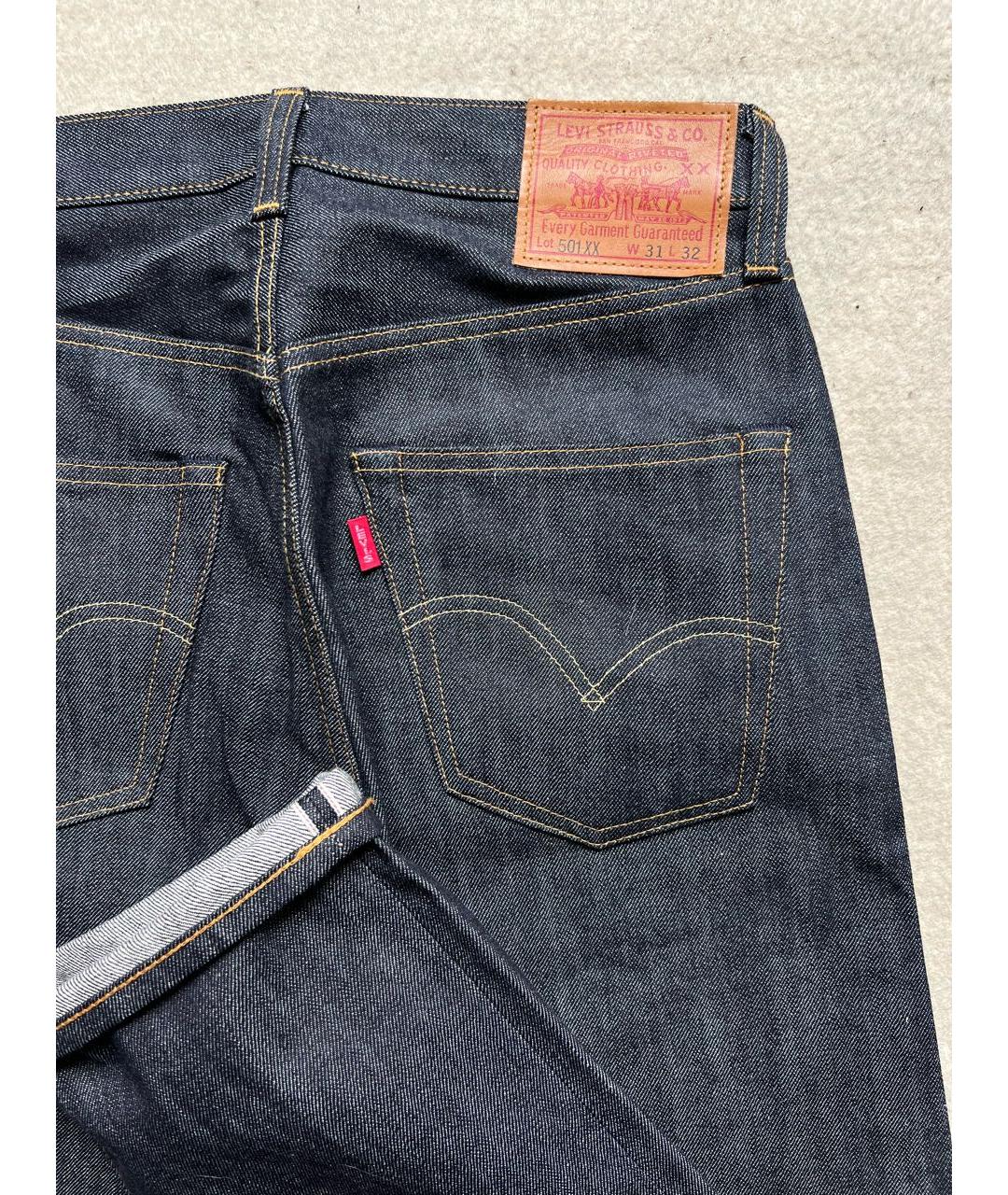 LEVI'S Темно-синие хлопковые прямые джинсы, фото 3