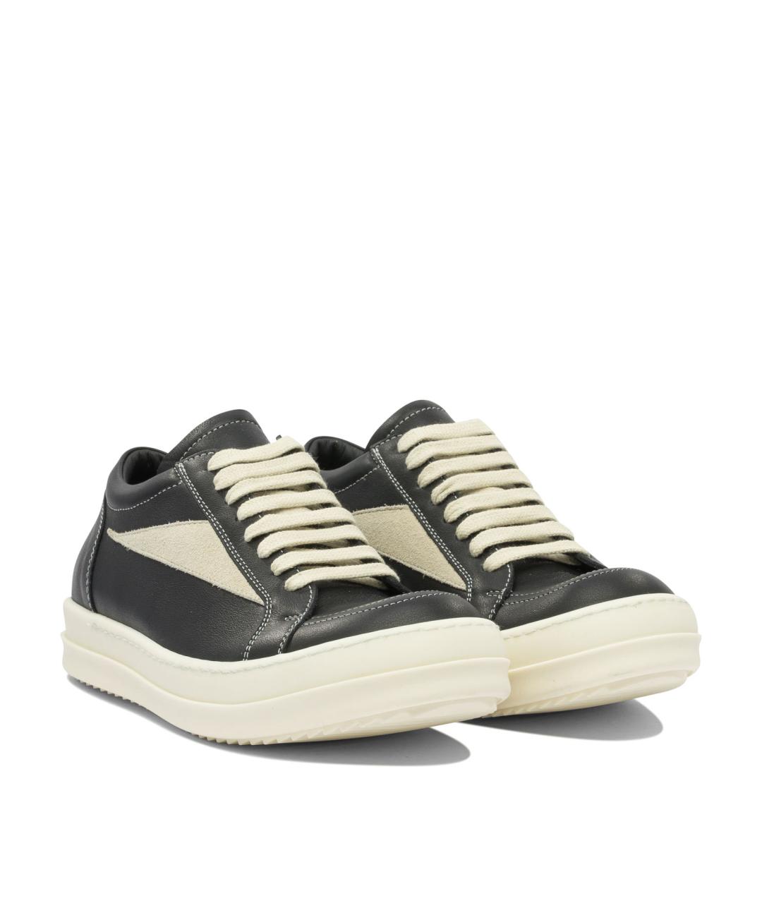 RICK OWENS Черные кожаные кеды, фото 2