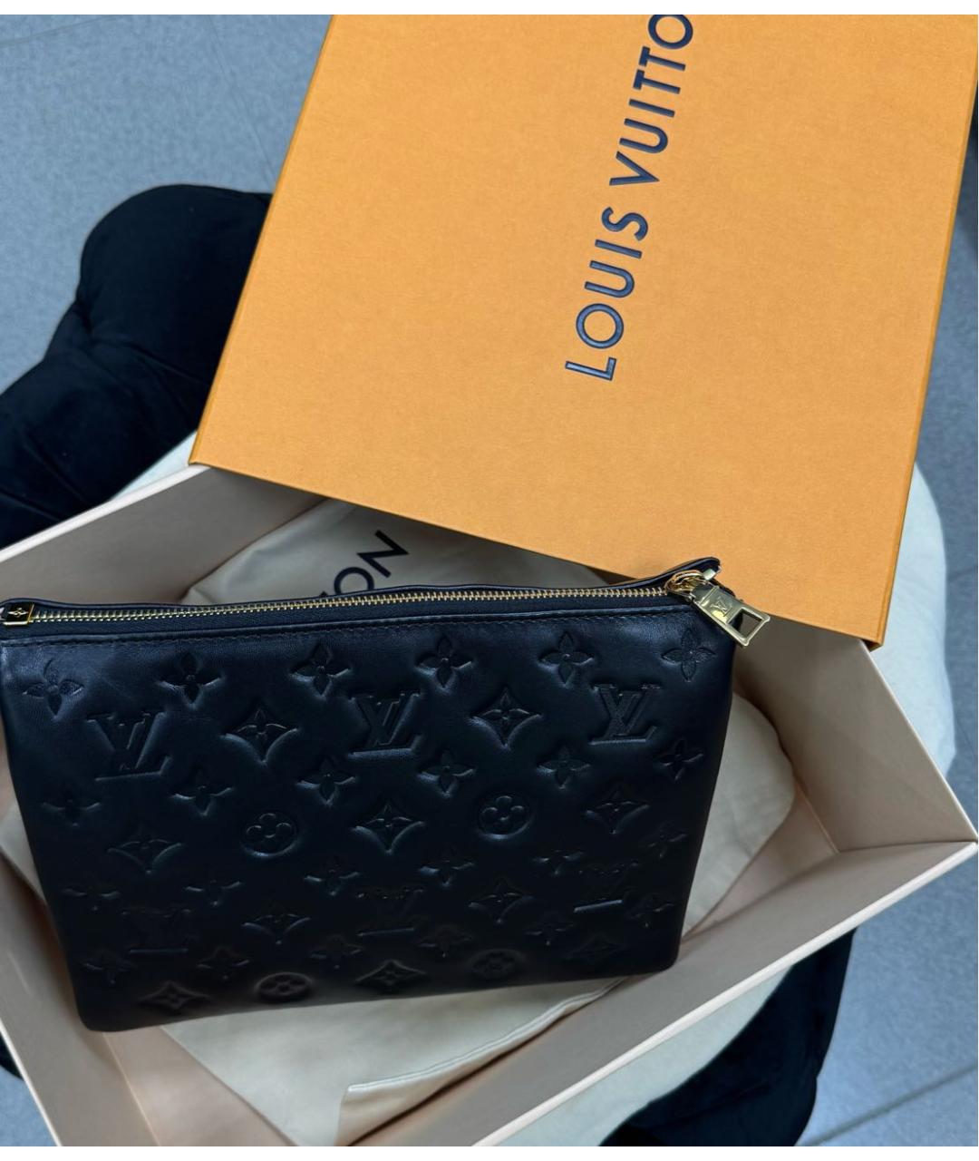 LOUIS VUITTON Черная кожаная сумка с короткими ручками, фото 3