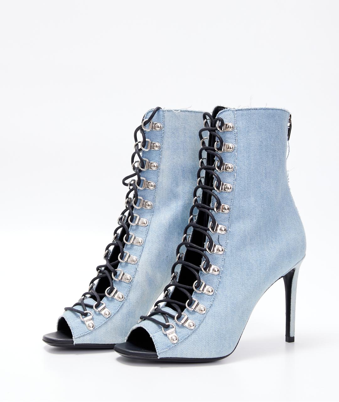 BALMAIN Голубые текстильные ботильоны, фото 2