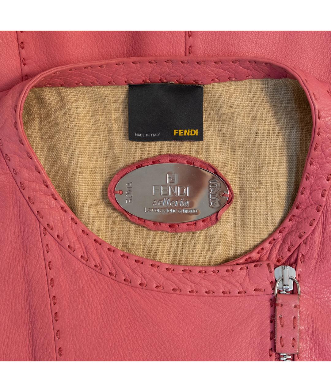 FENDI Розовая кожаная куртка, фото 3