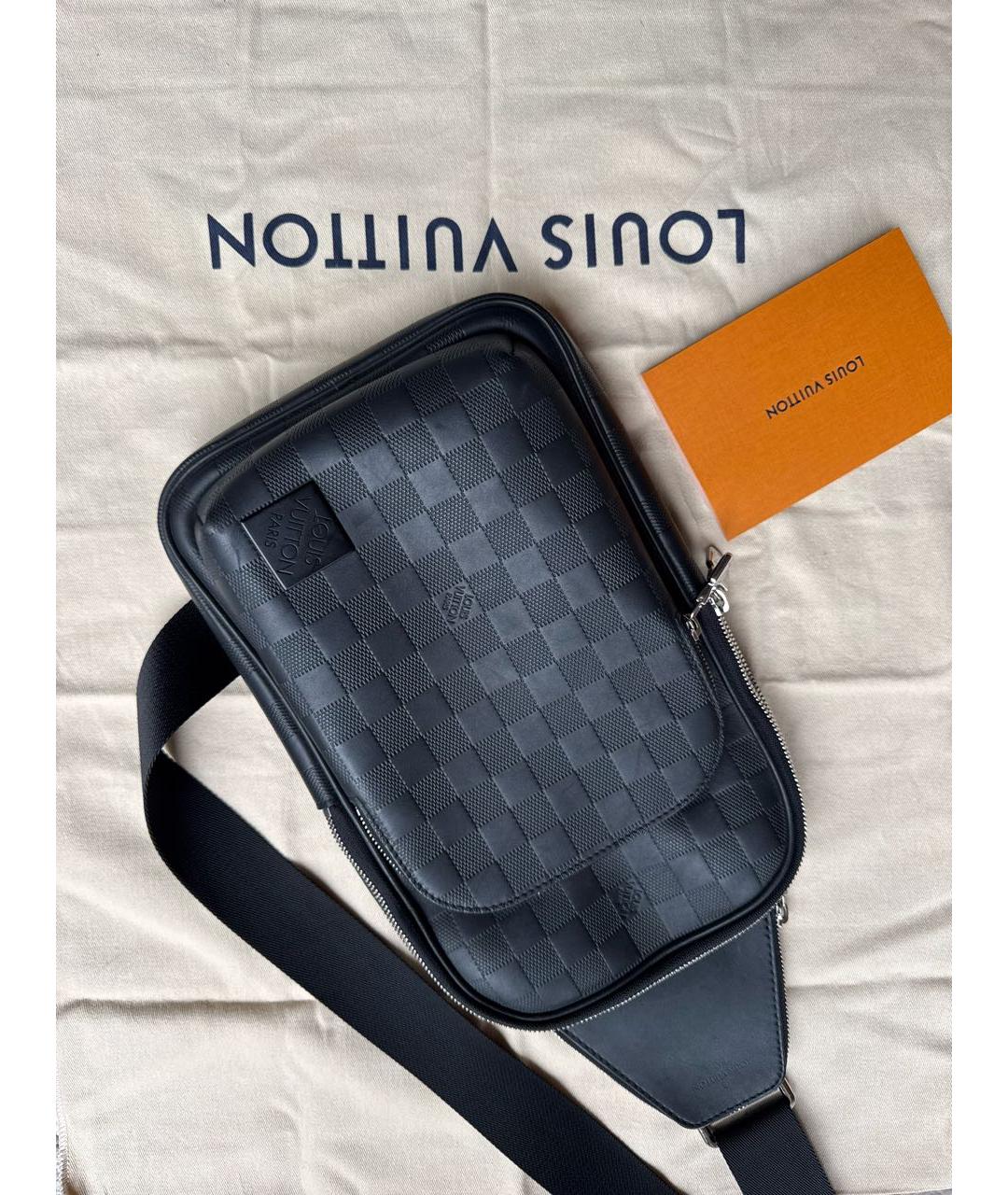 LOUIS VUITTON Черная кожаная сумка на плечо, фото 5