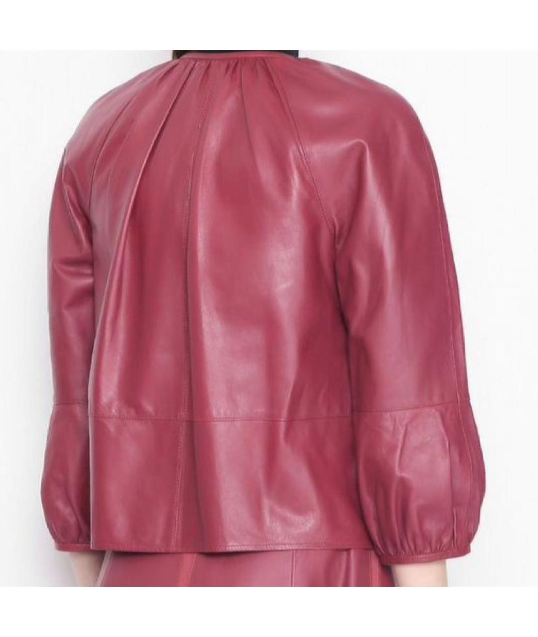 MAX MARA Бордовая кожаная куртка, фото 2