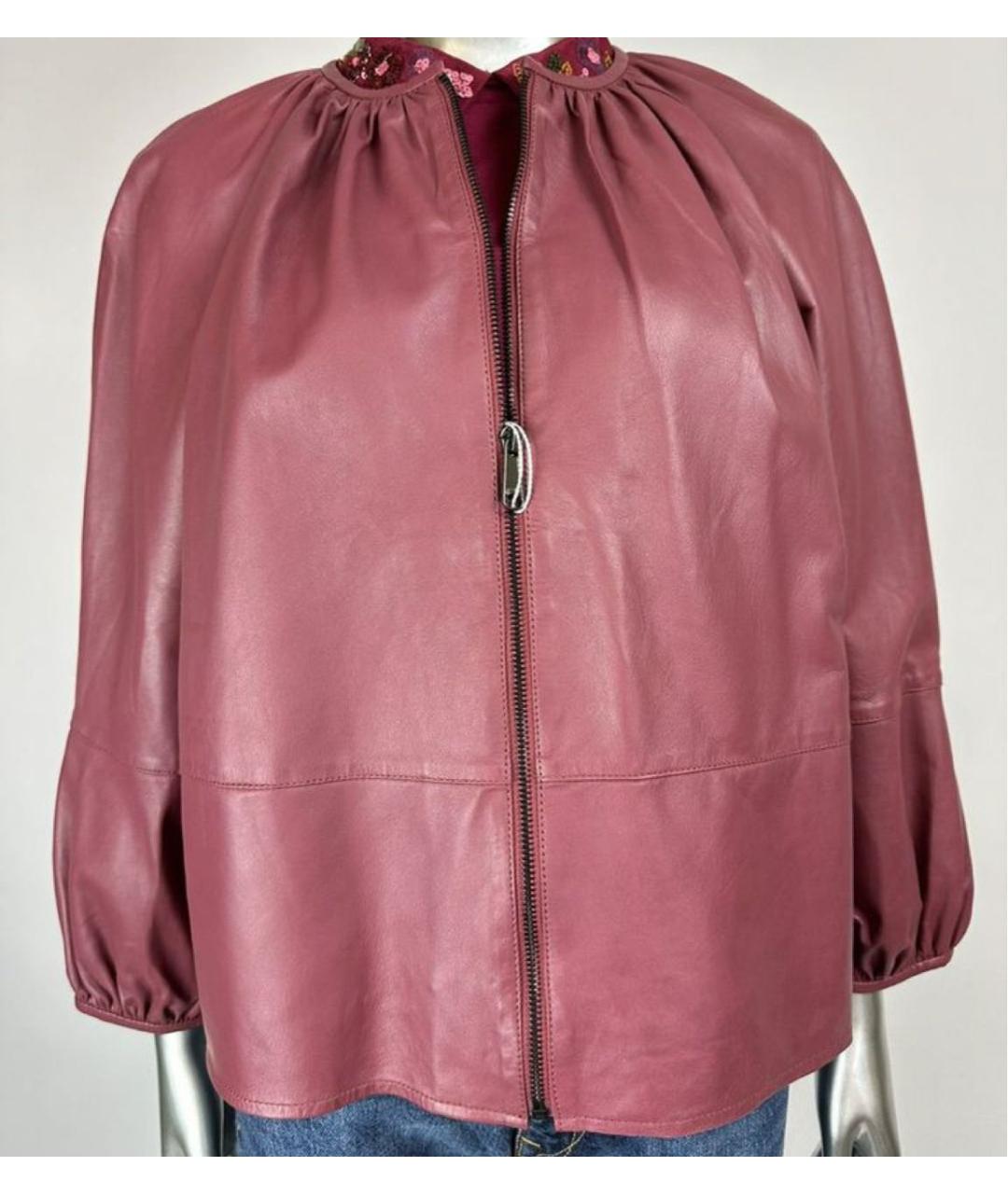 MAX MARA Бордовая кожаная куртка, фото 7