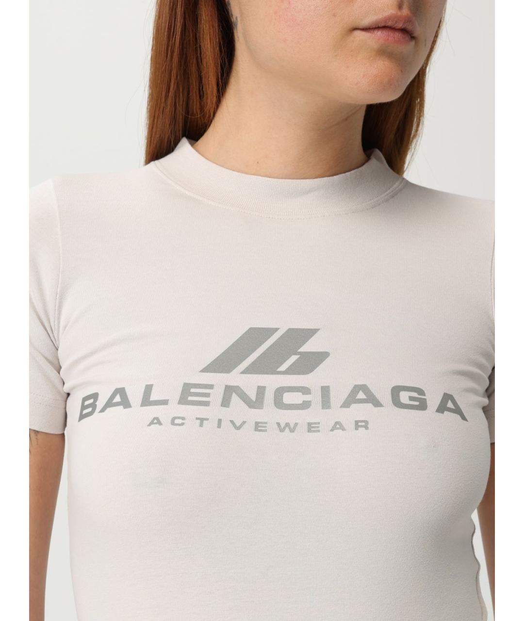 BALENCIAGA Белая хлопко-эластановая футболка, фото 6