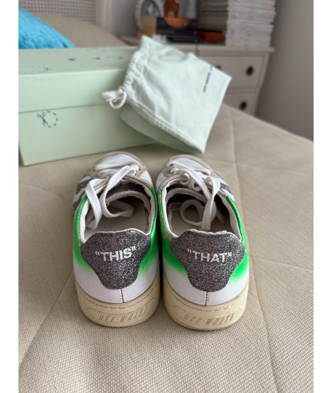 OFF-WHITE Белые кожаные кеды, фото 4