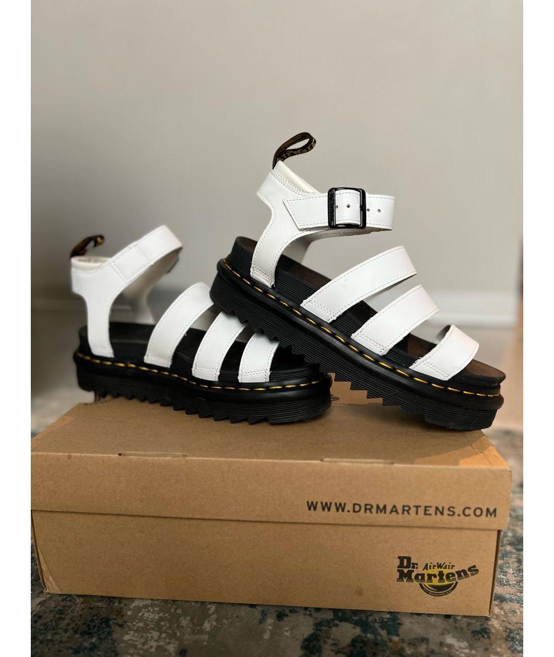 DR. MARTENS Белые кожаные сандалии, фото 7