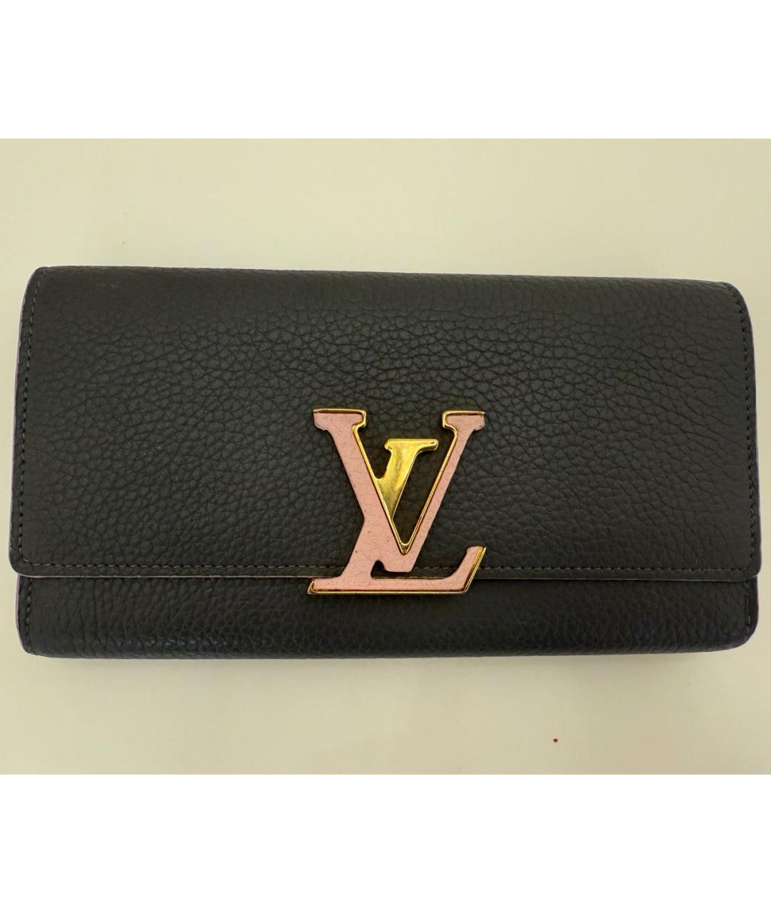 LOUIS VUITTON Серый кожаный кошелек, фото 5
