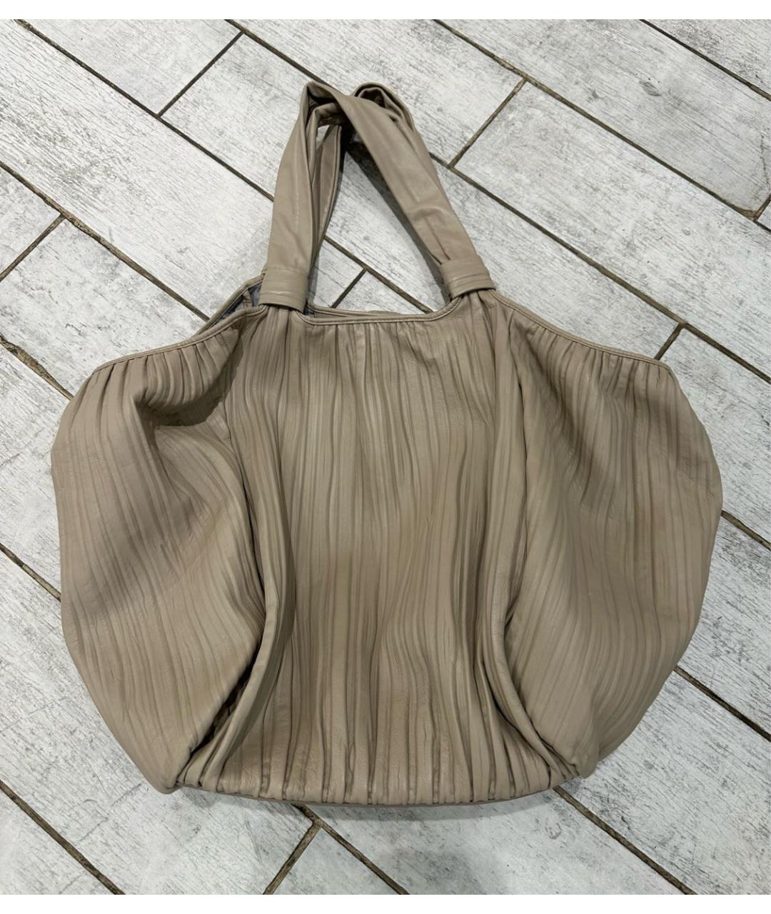 'S MAX MARA Бежевая кожаная сумка тоут, фото 2
