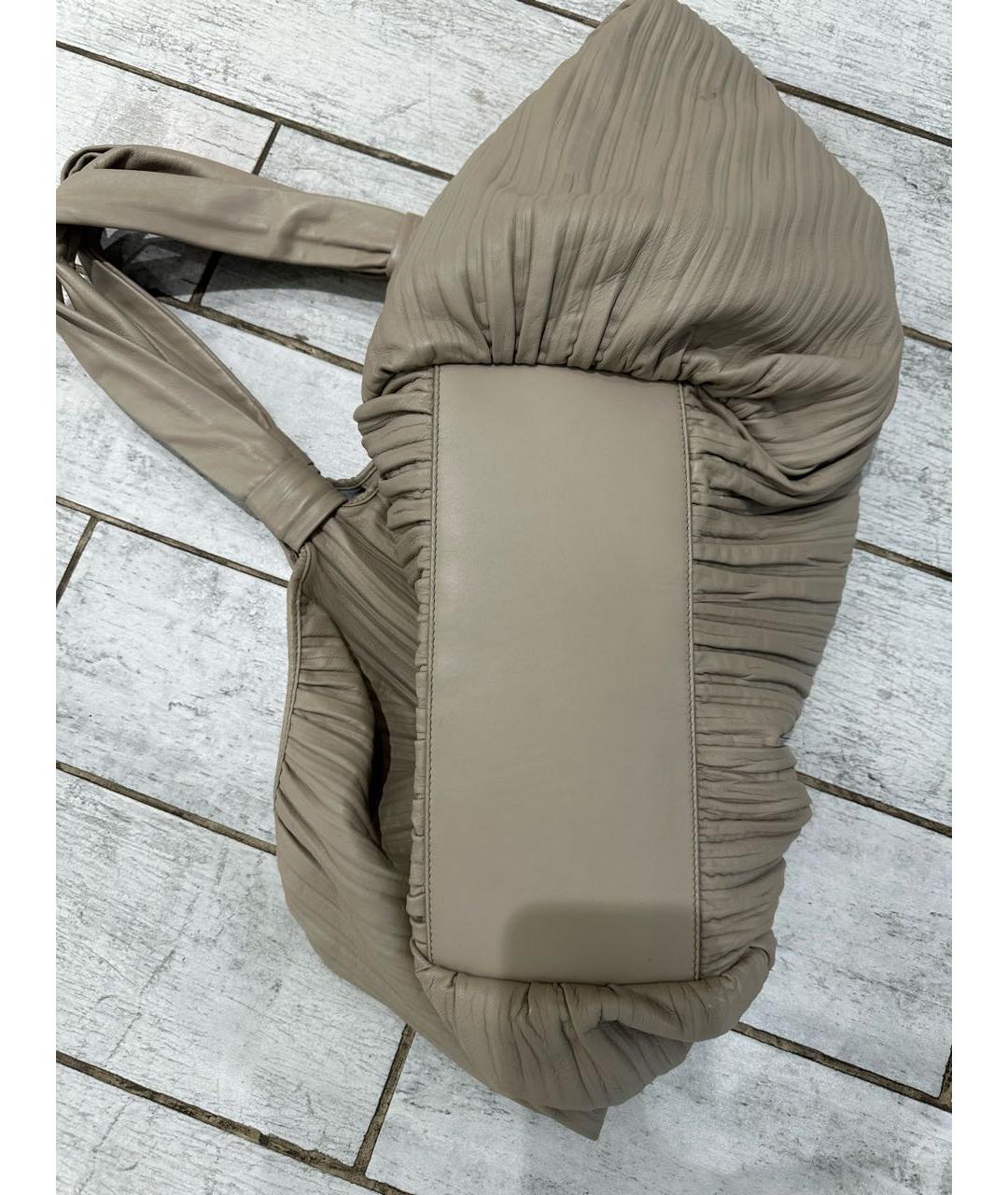 'S MAX MARA Бежевая кожаная сумка тоут, фото 3