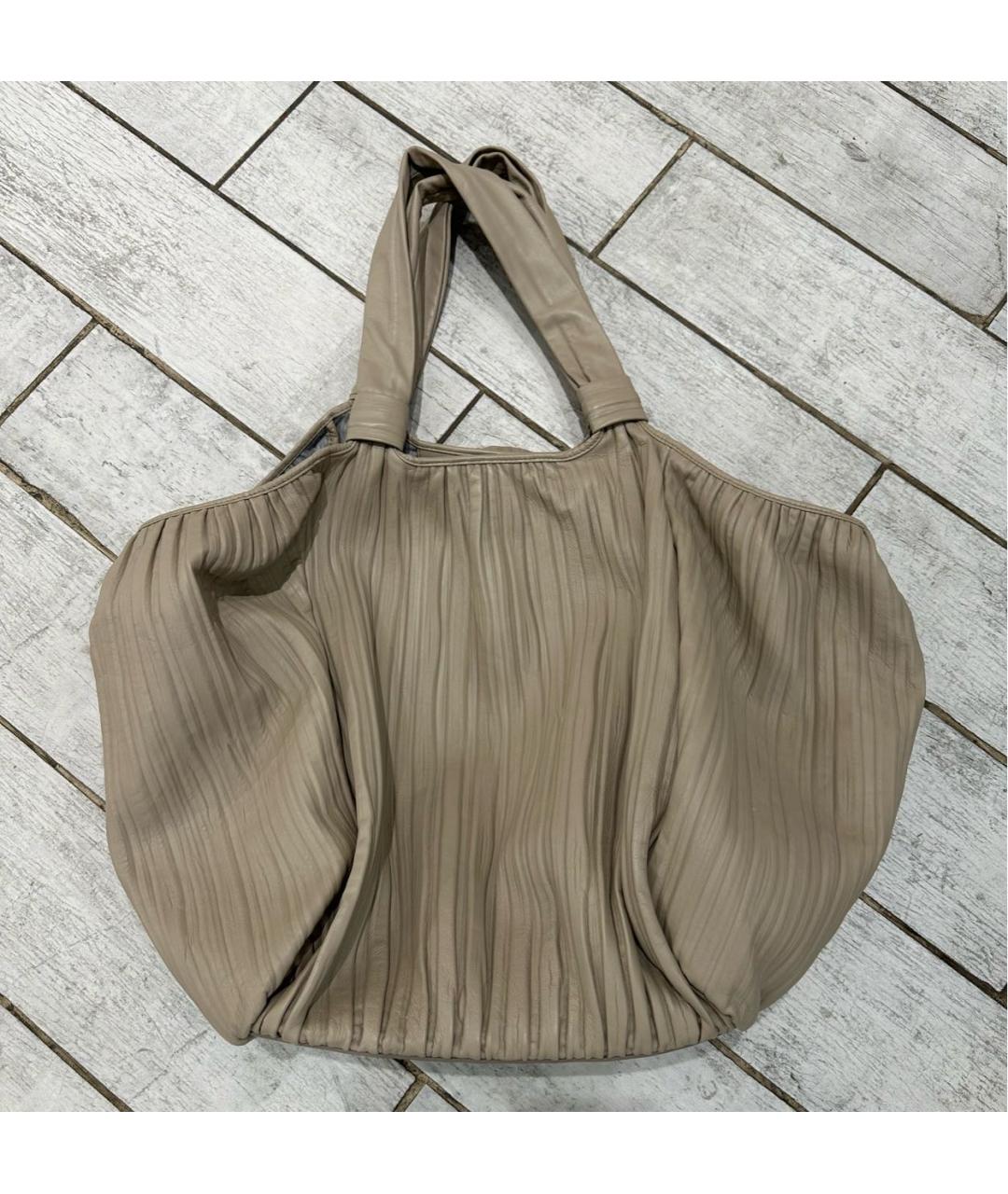 'S MAX MARA Бежевая кожаная сумка тоут, фото 7