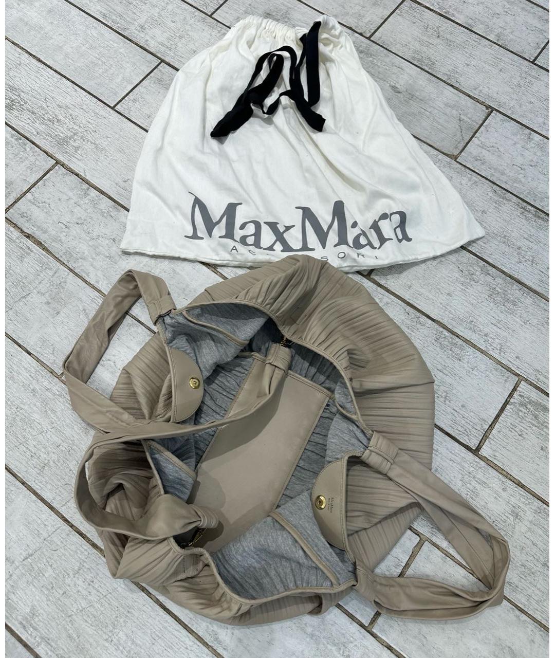 'S MAX MARA Бежевая кожаная сумка тоут, фото 5
