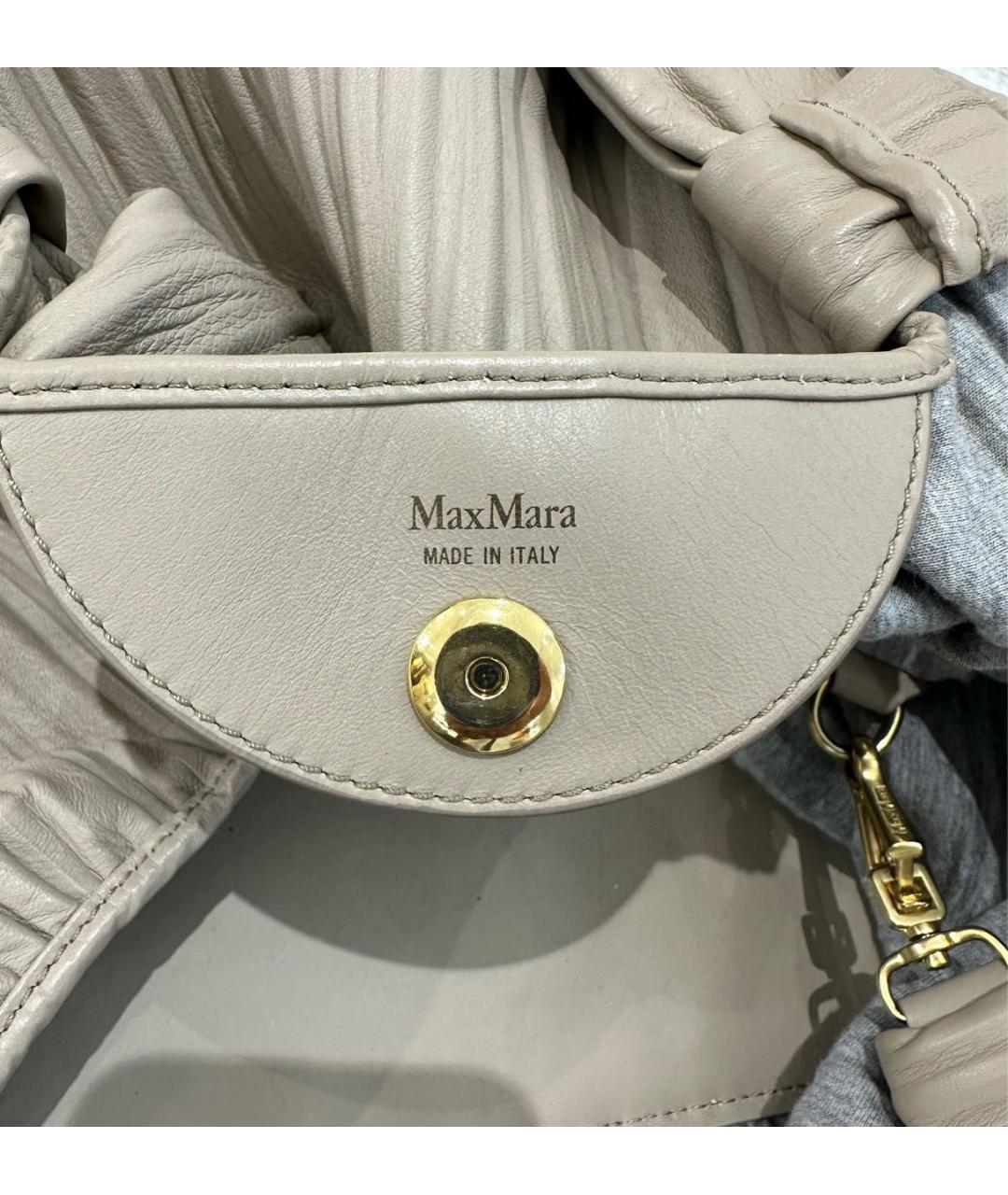 'S MAX MARA Бежевая кожаная сумка тоут, фото 4