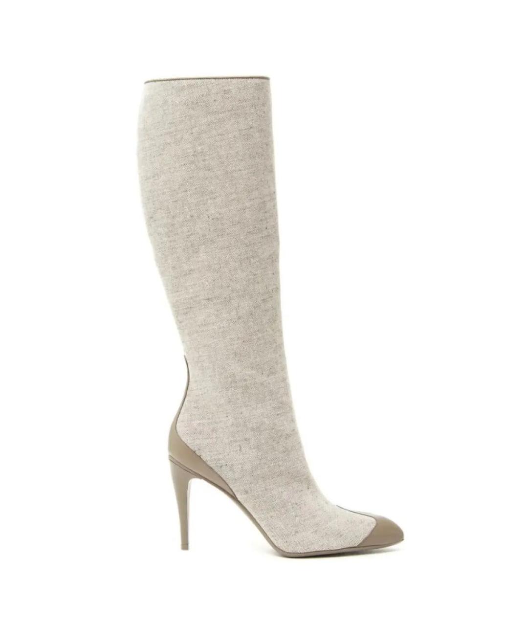 MAX MARA Бежевые кожаные сапоги, фото 9