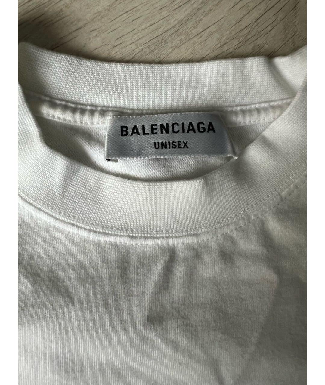 BALENCIAGA Белая хлопковая футболка, фото 2