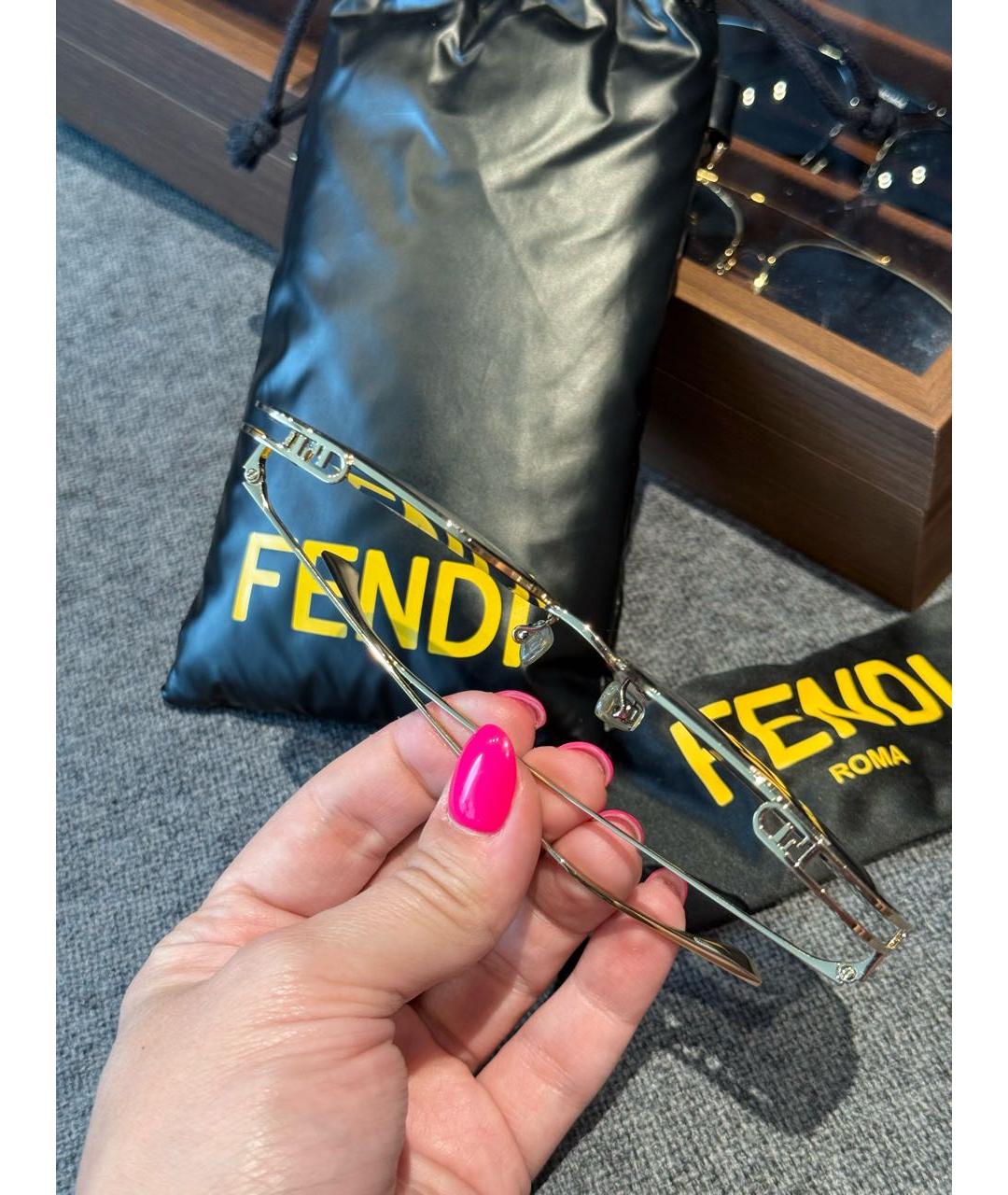 FENDI Черные металлические солнцезащитные очки, фото 3