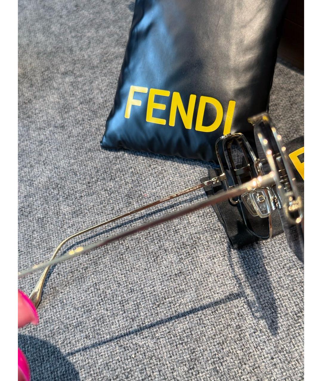 FENDI Черные металлические солнцезащитные очки, фото 2