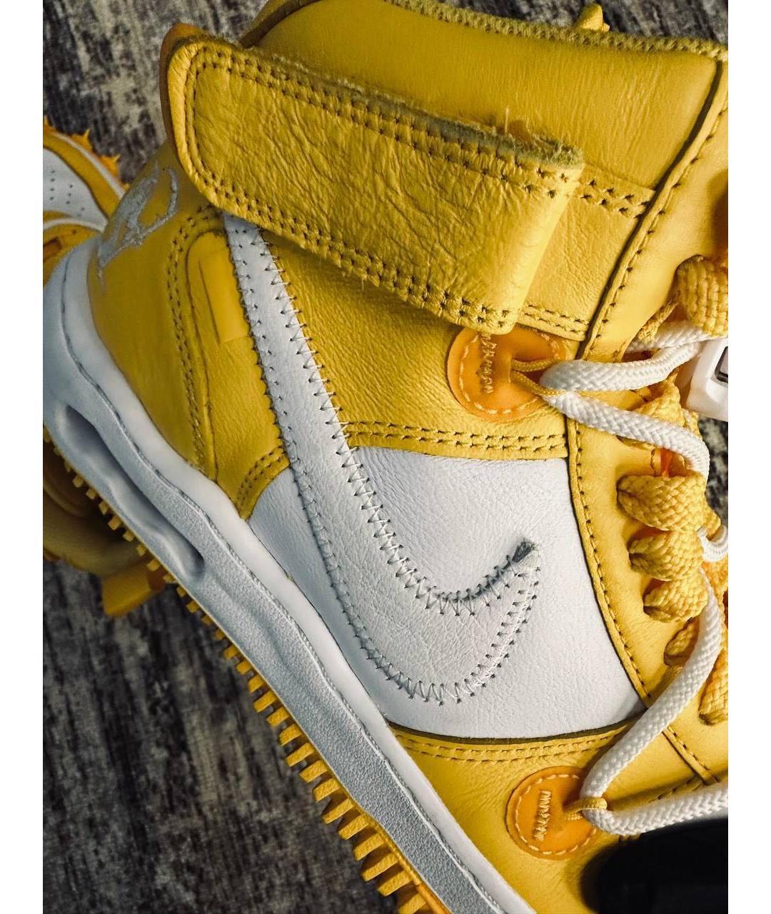 NIKE X OFF-WHITE Желтые высокие кроссовки / кеды из искусственной кожи, фото 6