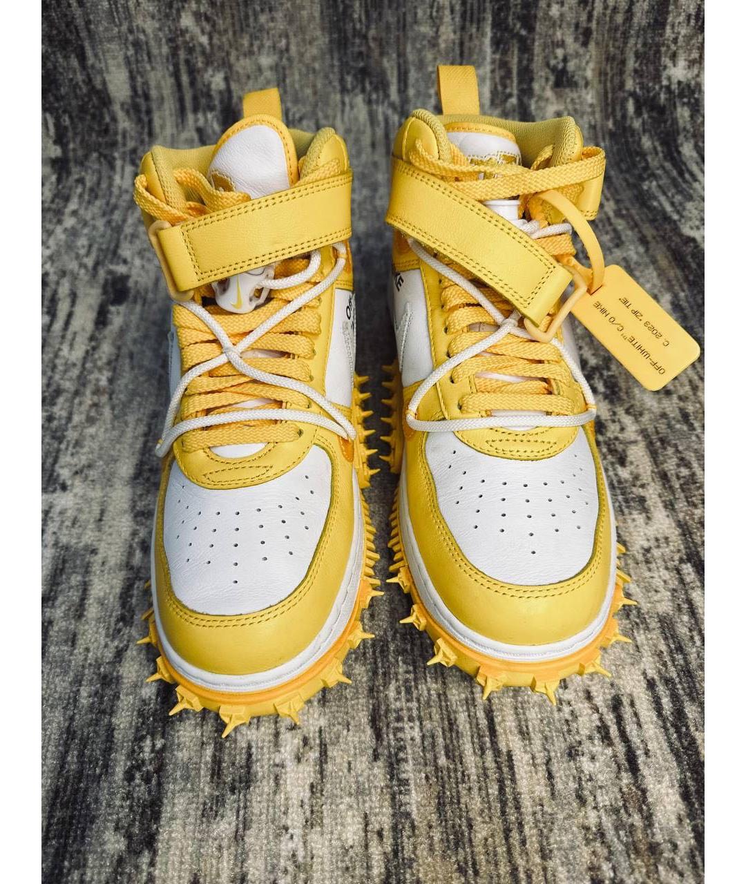 NIKE X OFF-WHITE Желтые высокие кроссовки / кеды из искусственной кожи, фото 2