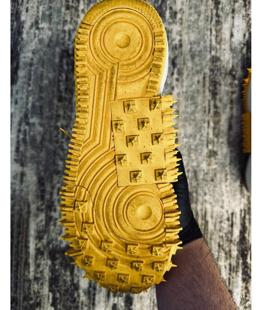 NIKE X OFF-WHITE Желтые высокие кроссовки / кеды из искусственной кожи, фото 7