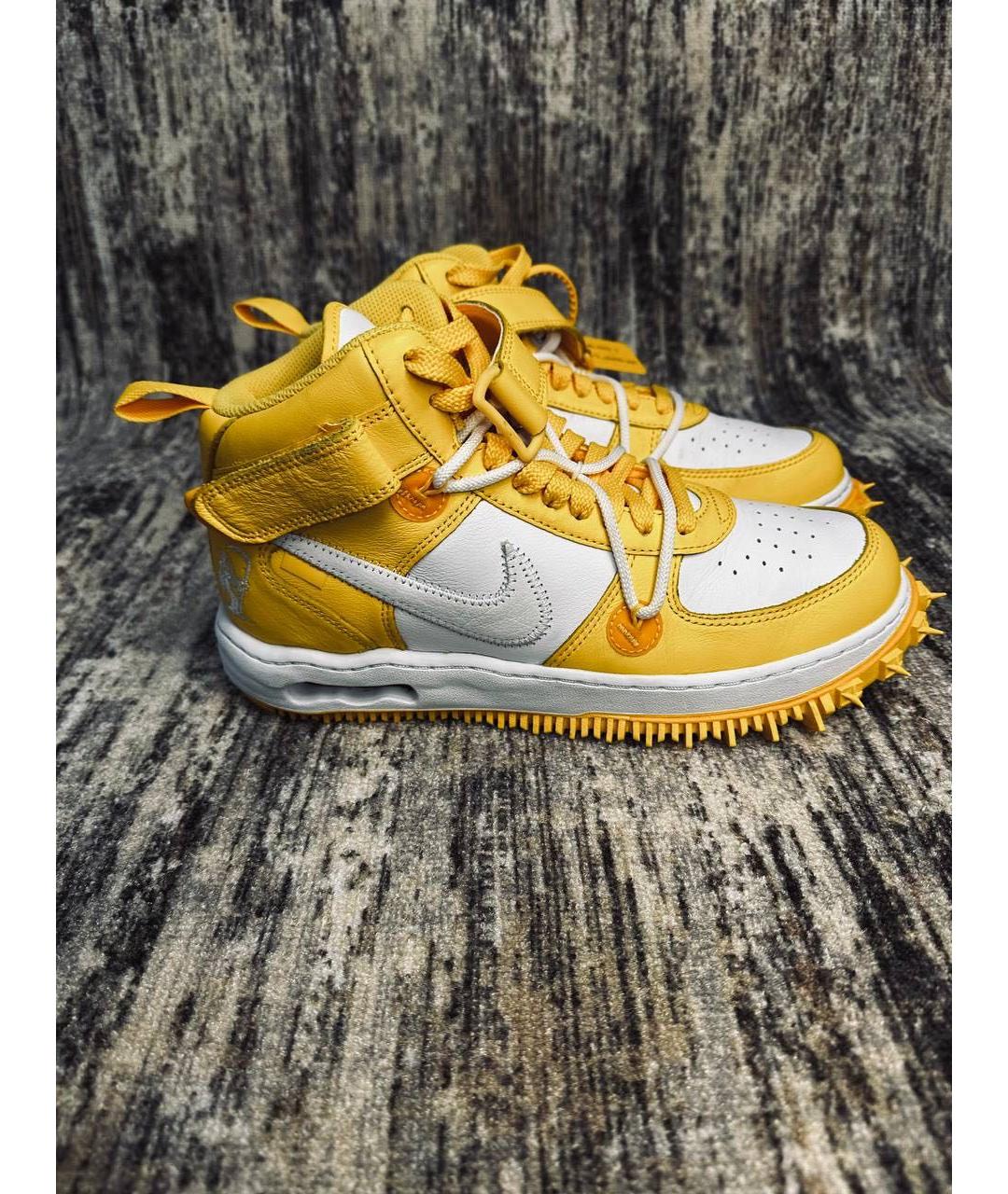 NIKE X OFF-WHITE Желтые высокие кроссовки / кеды из искусственной кожи, фото 9