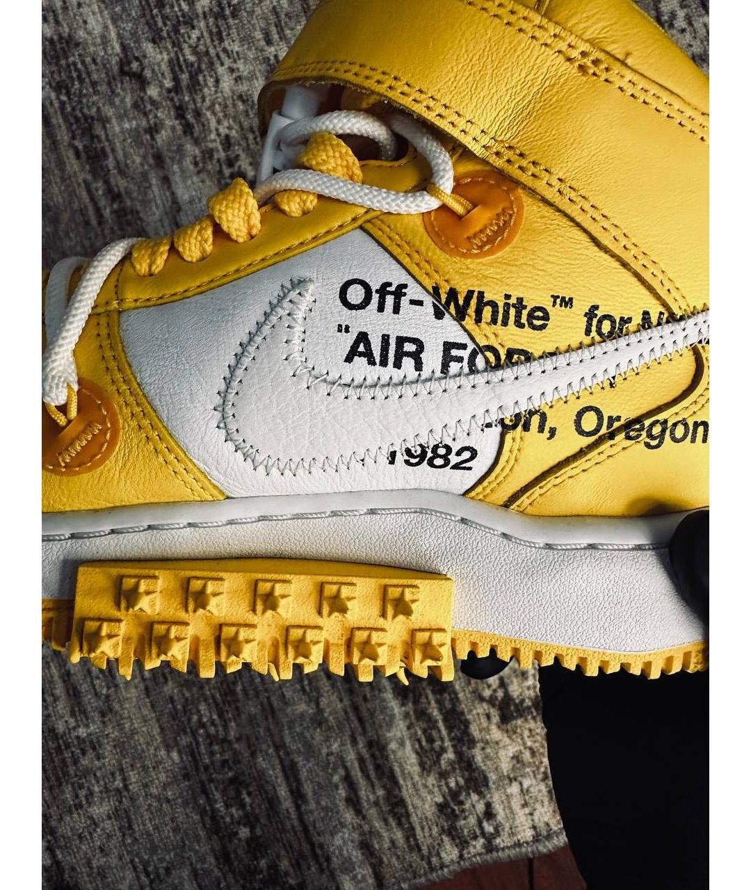 NIKE X OFF-WHITE Желтые высокие кроссовки / кеды из искусственной кожи, фото 8