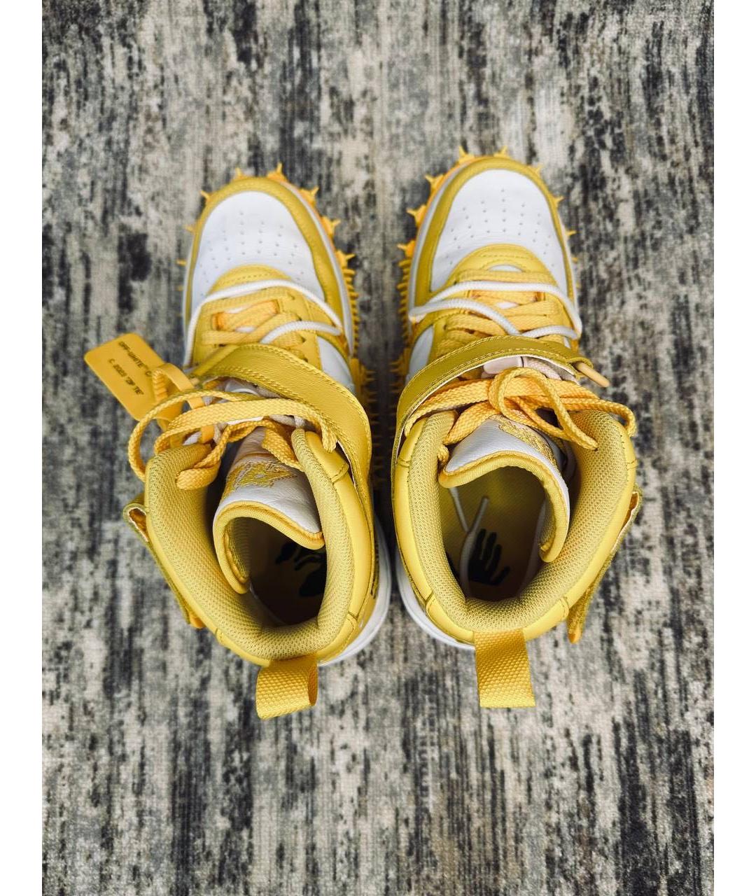 NIKE X OFF-WHITE Желтые высокие кроссовки / кеды из искусственной кожи, фото 3
