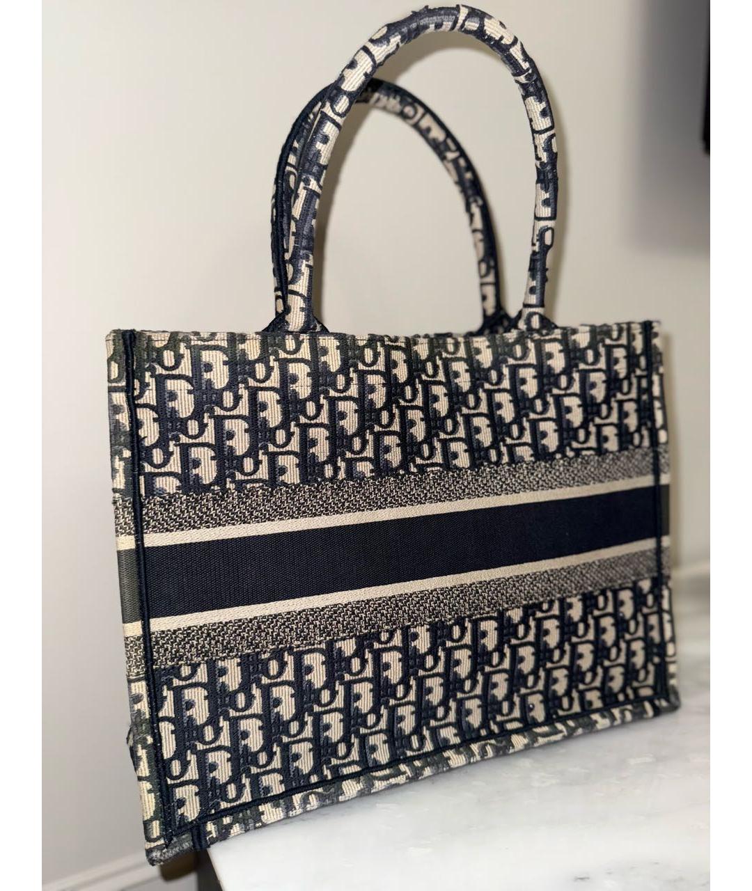 CHRISTIAN DIOR Темно-синяя тканевая сумка с короткими ручками, фото 3