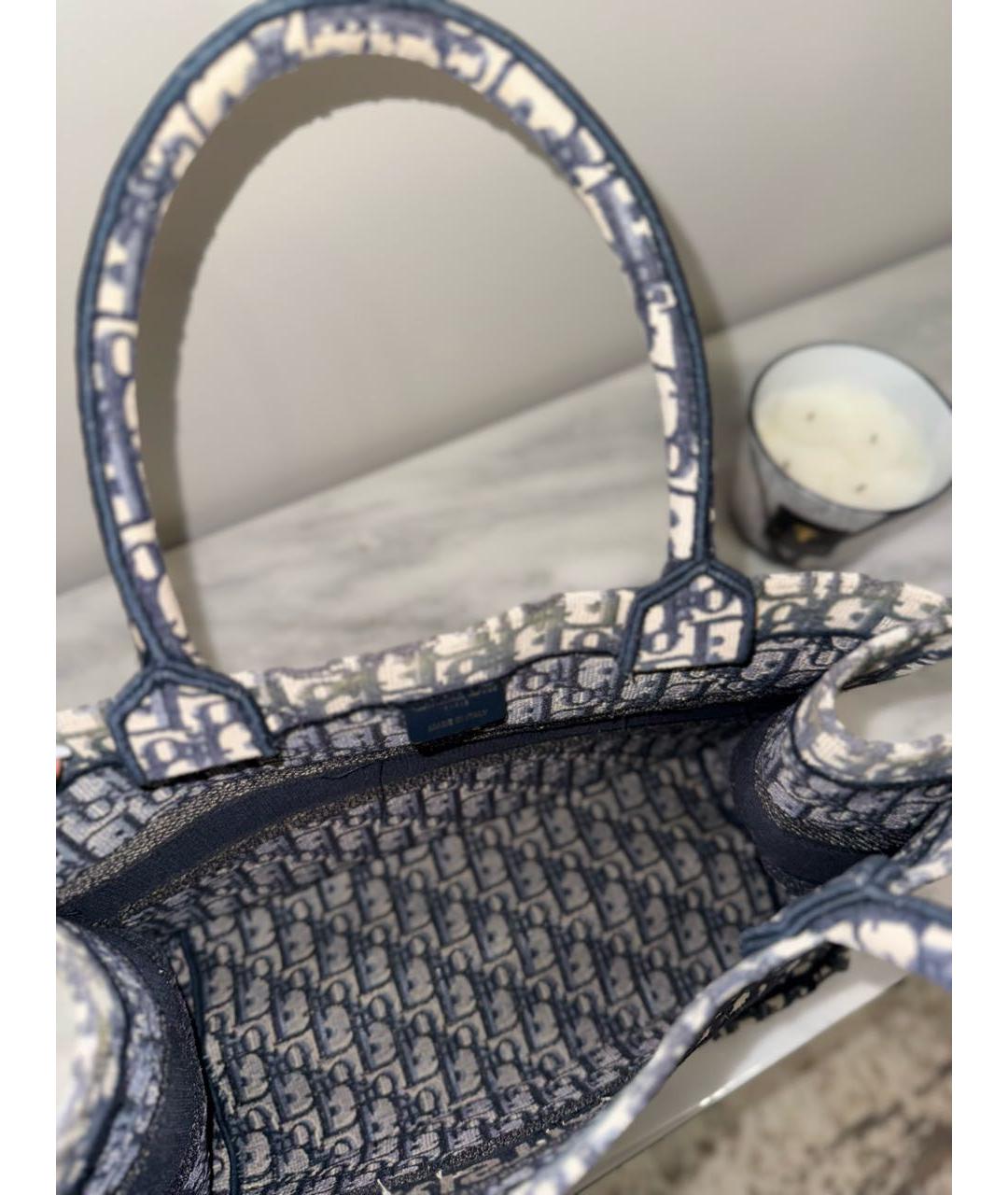 CHRISTIAN DIOR Темно-синяя тканевая сумка с короткими ручками, фото 4