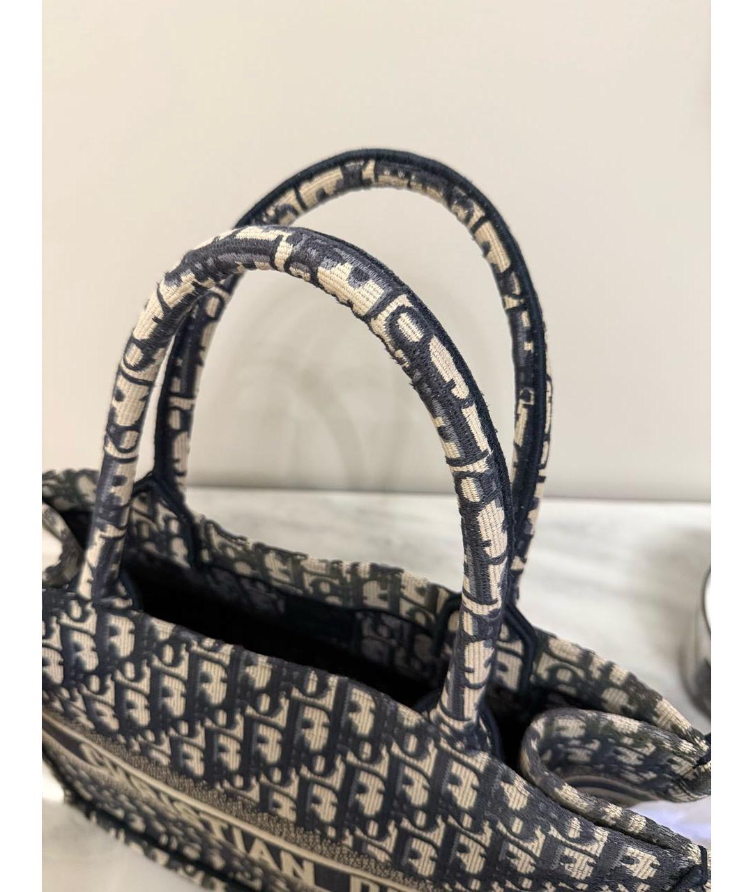 CHRISTIAN DIOR Темно-синяя тканевая сумка с короткими ручками, фото 6