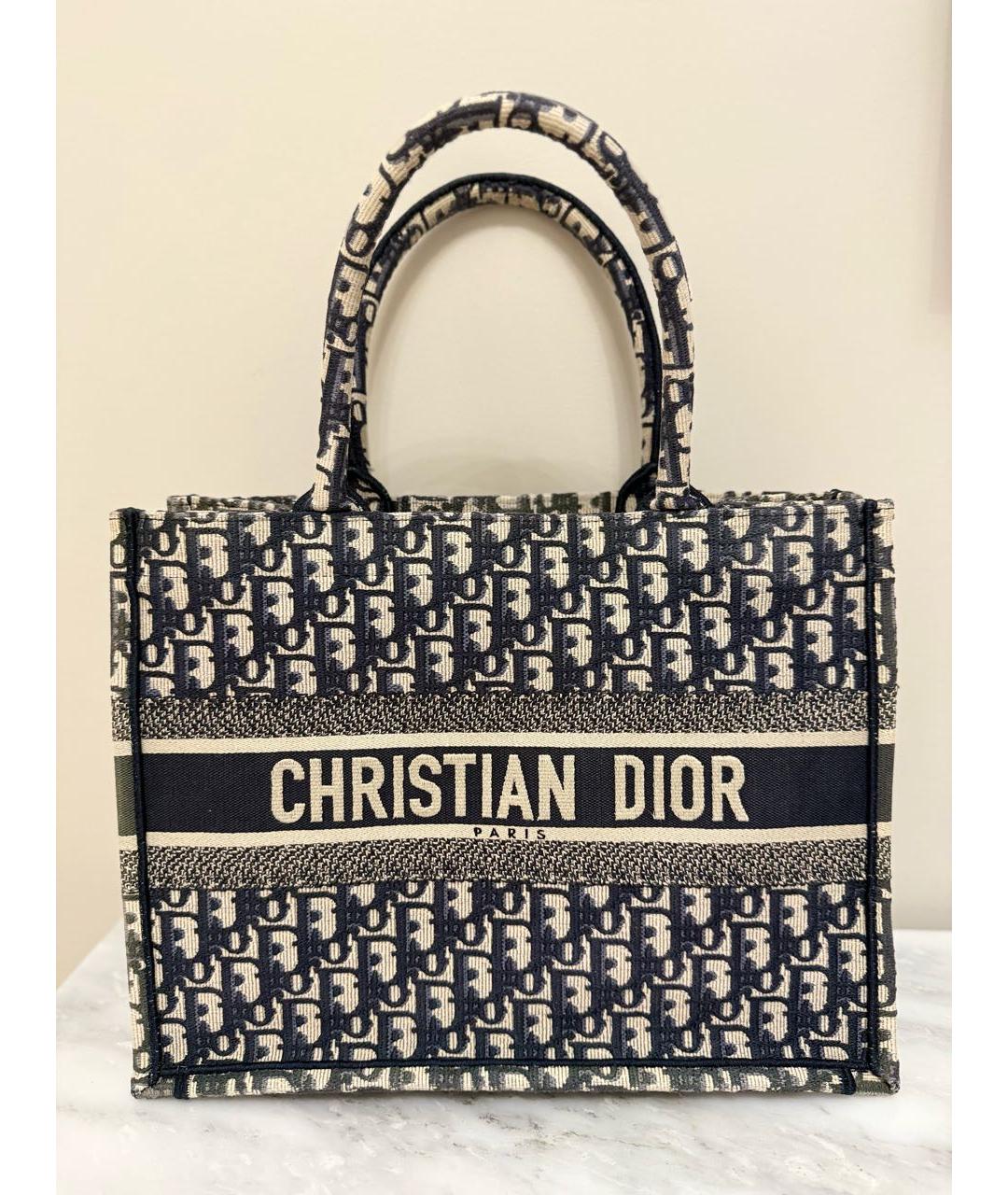 CHRISTIAN DIOR Темно-синяя тканевая сумка с короткими ручками, фото 8