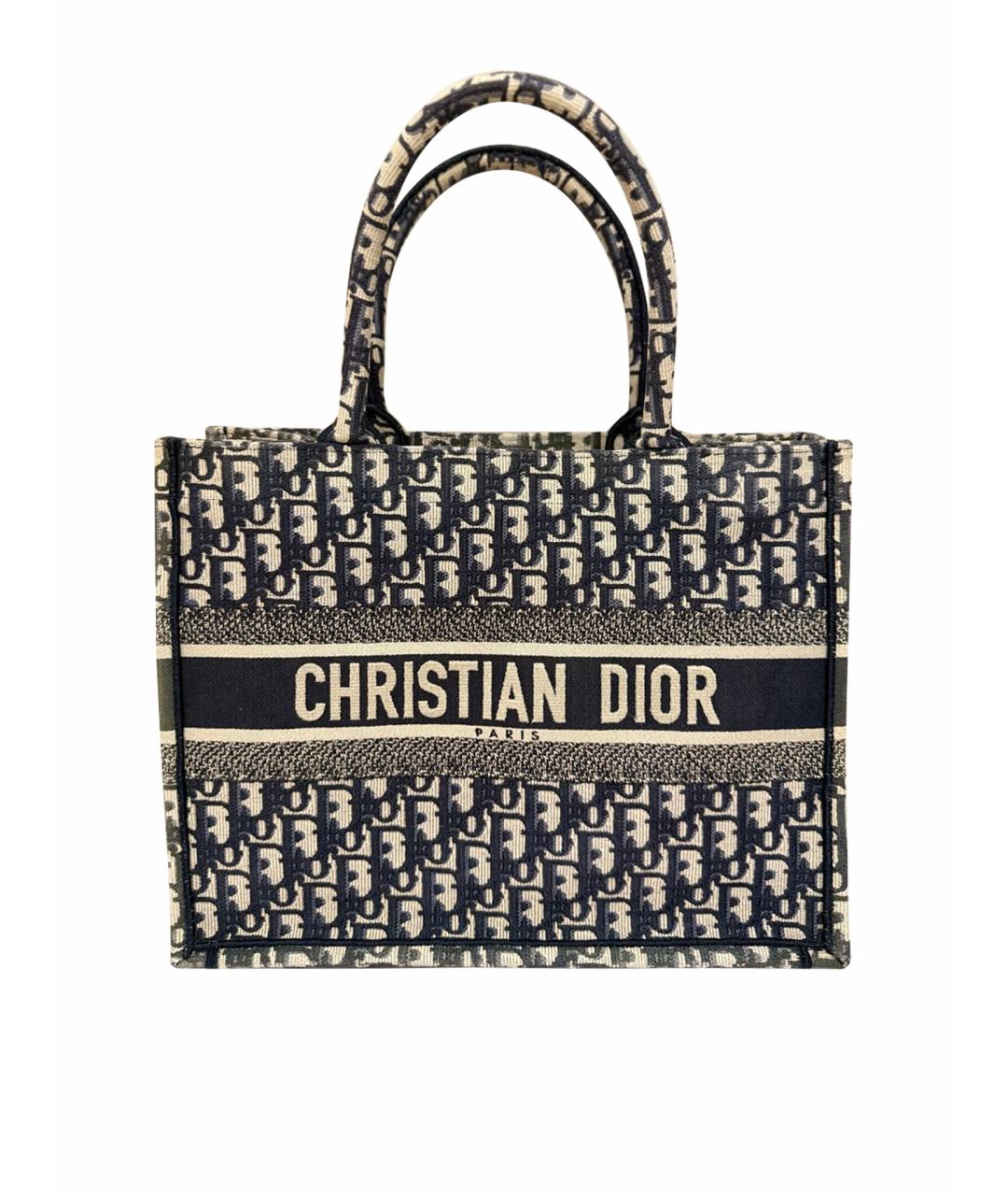CHRISTIAN DIOR Темно-синяя тканевая сумка с короткими ручками, фото 1