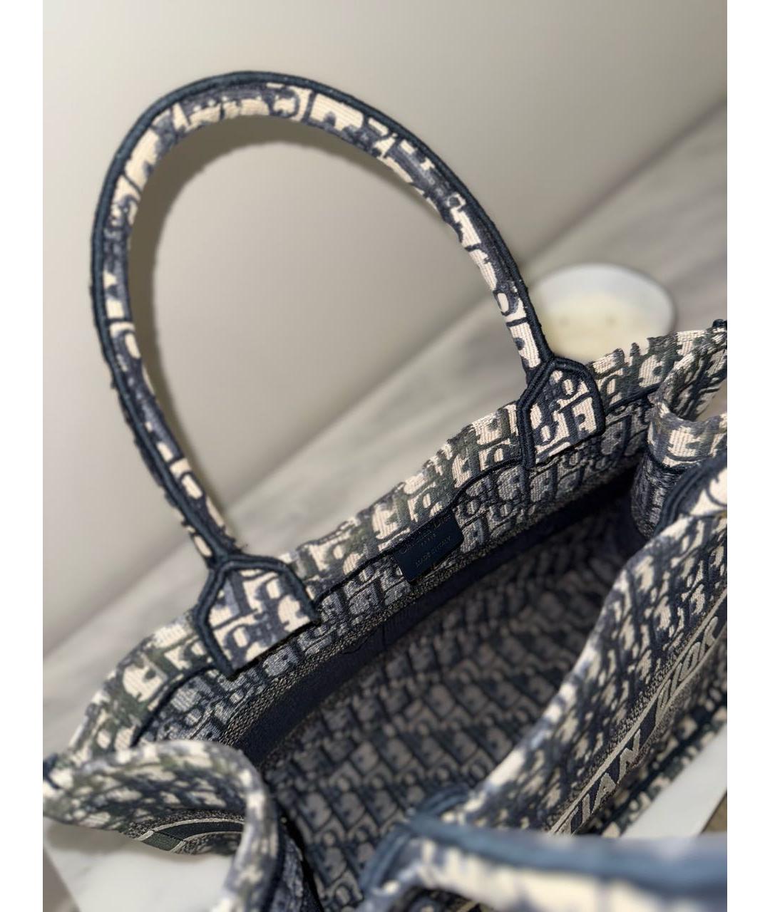 CHRISTIAN DIOR Темно-синяя тканевая сумка с короткими ручками, фото 5