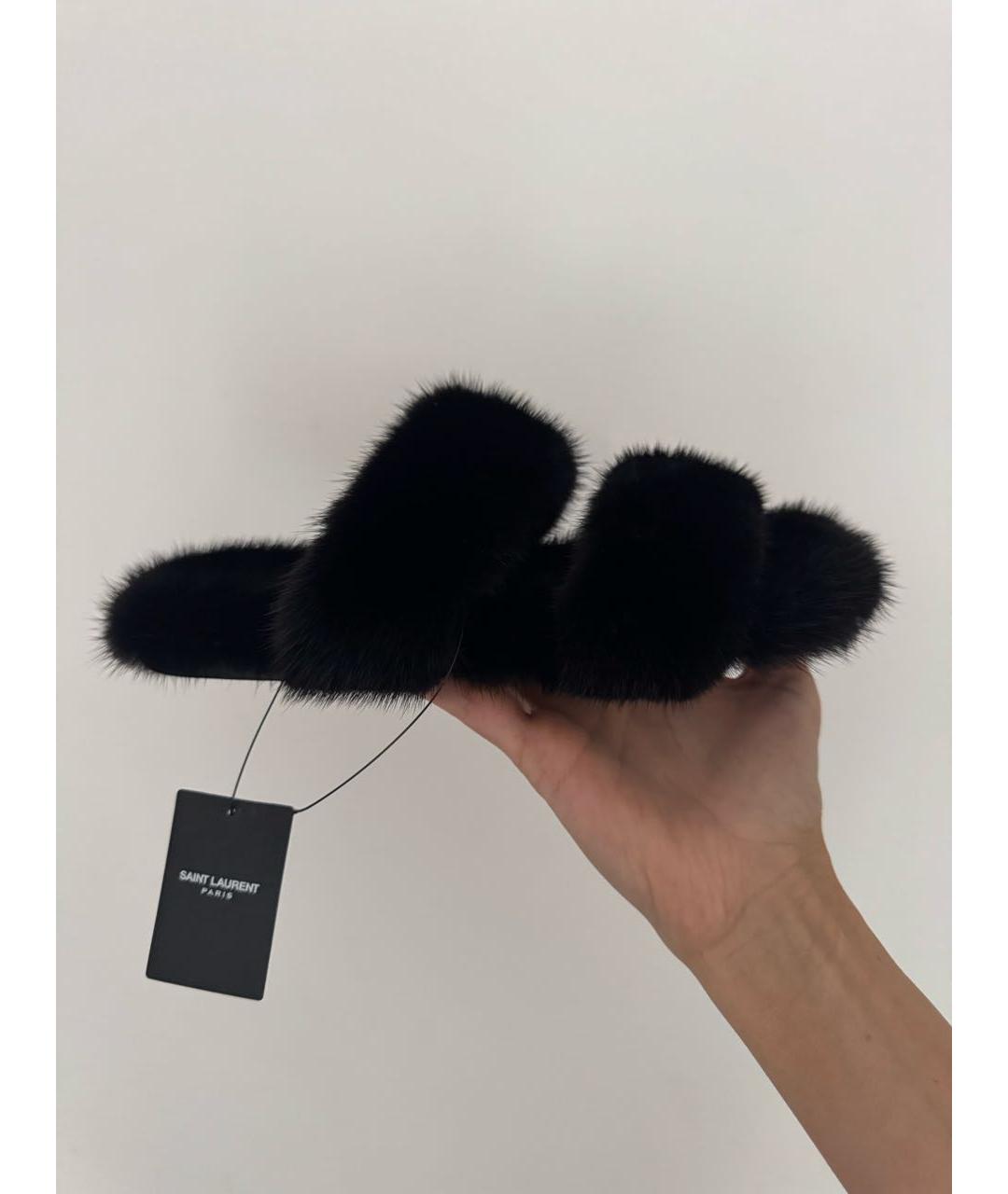 SAINT LAURENT Черные шлепанцы, фото 6