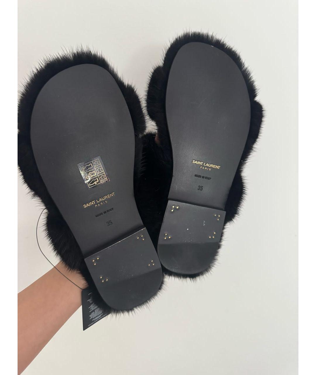 SAINT LAURENT Черные шлепанцы, фото 4