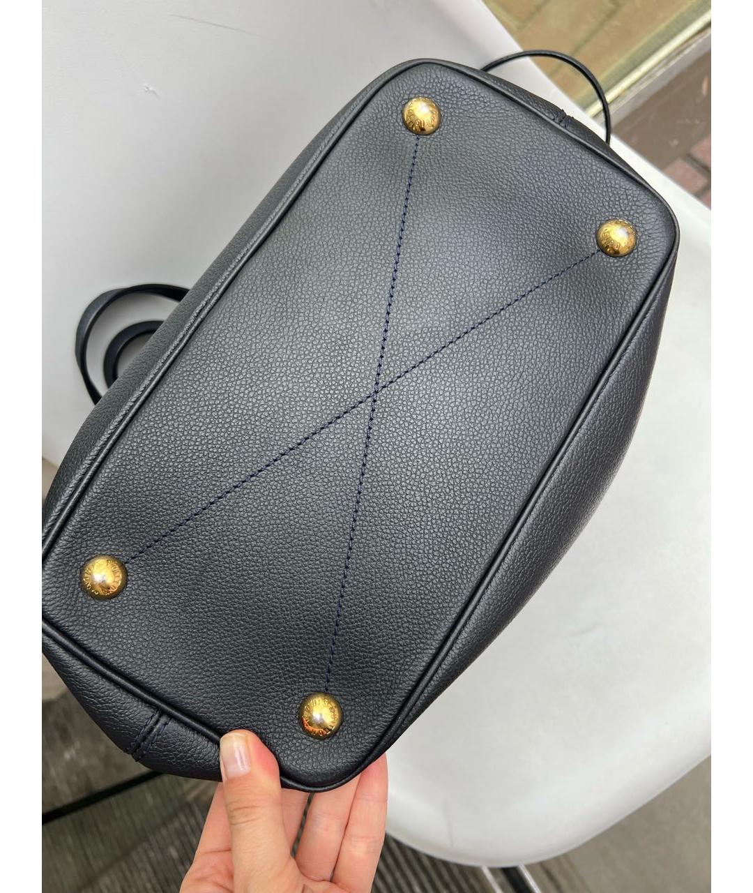 LOUIS VUITTON Темно-синяя кожаная сумка тоут, фото 3