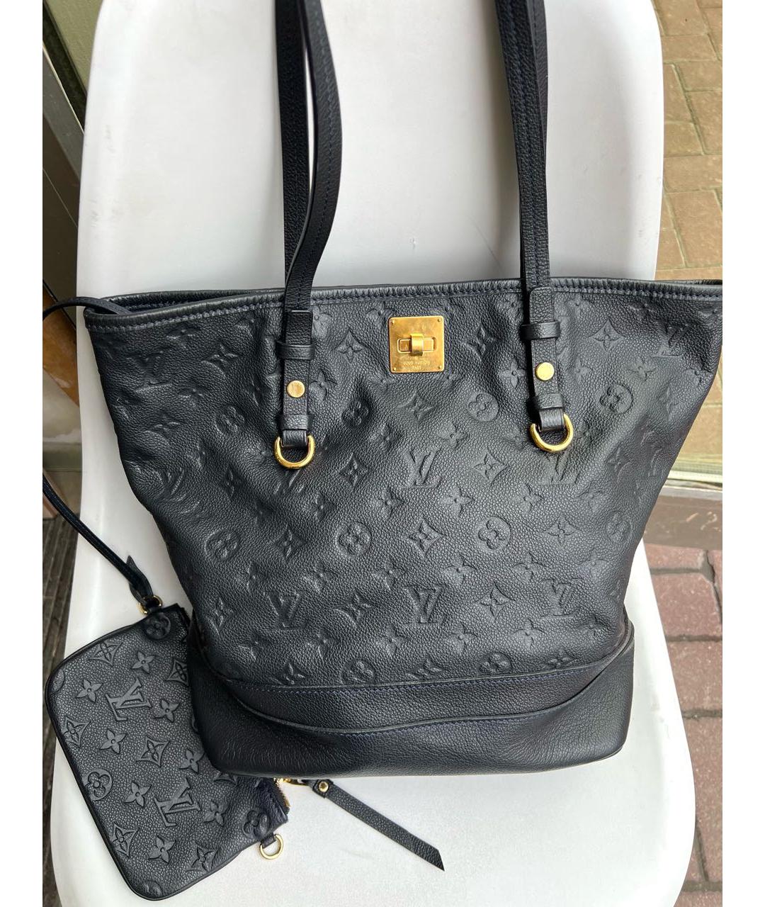 LOUIS VUITTON Темно-синяя кожаная сумка тоут, фото 4