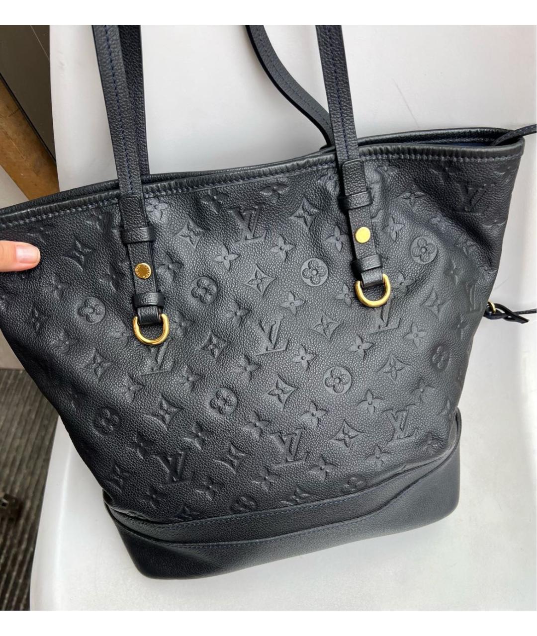 LOUIS VUITTON Темно-синяя кожаная сумка тоут, фото 2