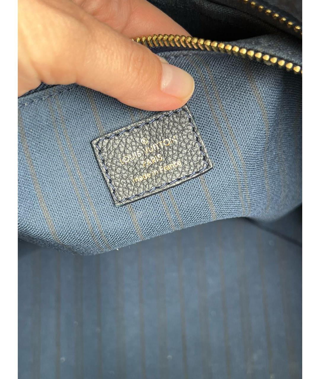 LOUIS VUITTON Темно-синяя кожаная сумка тоут, фото 8
