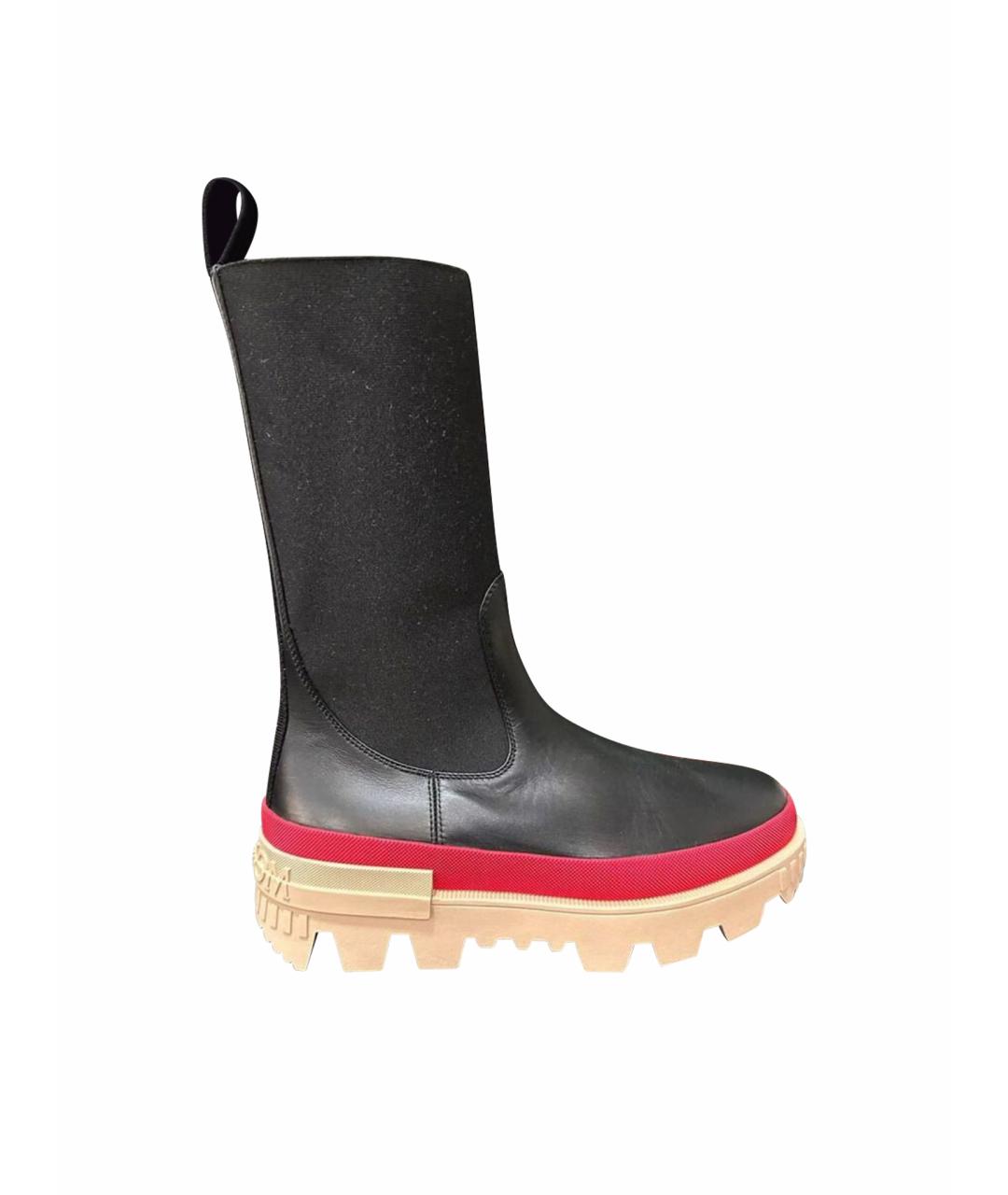 MONCLER Черные кожаные сапоги, фото 8