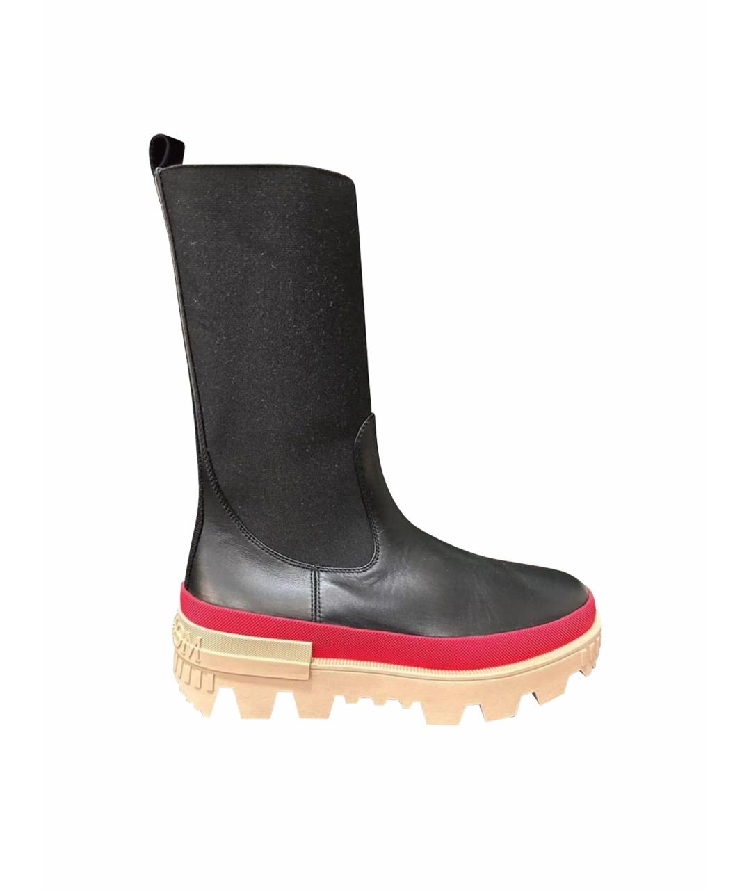 MONCLER Черные кожаные сапоги, фото 1