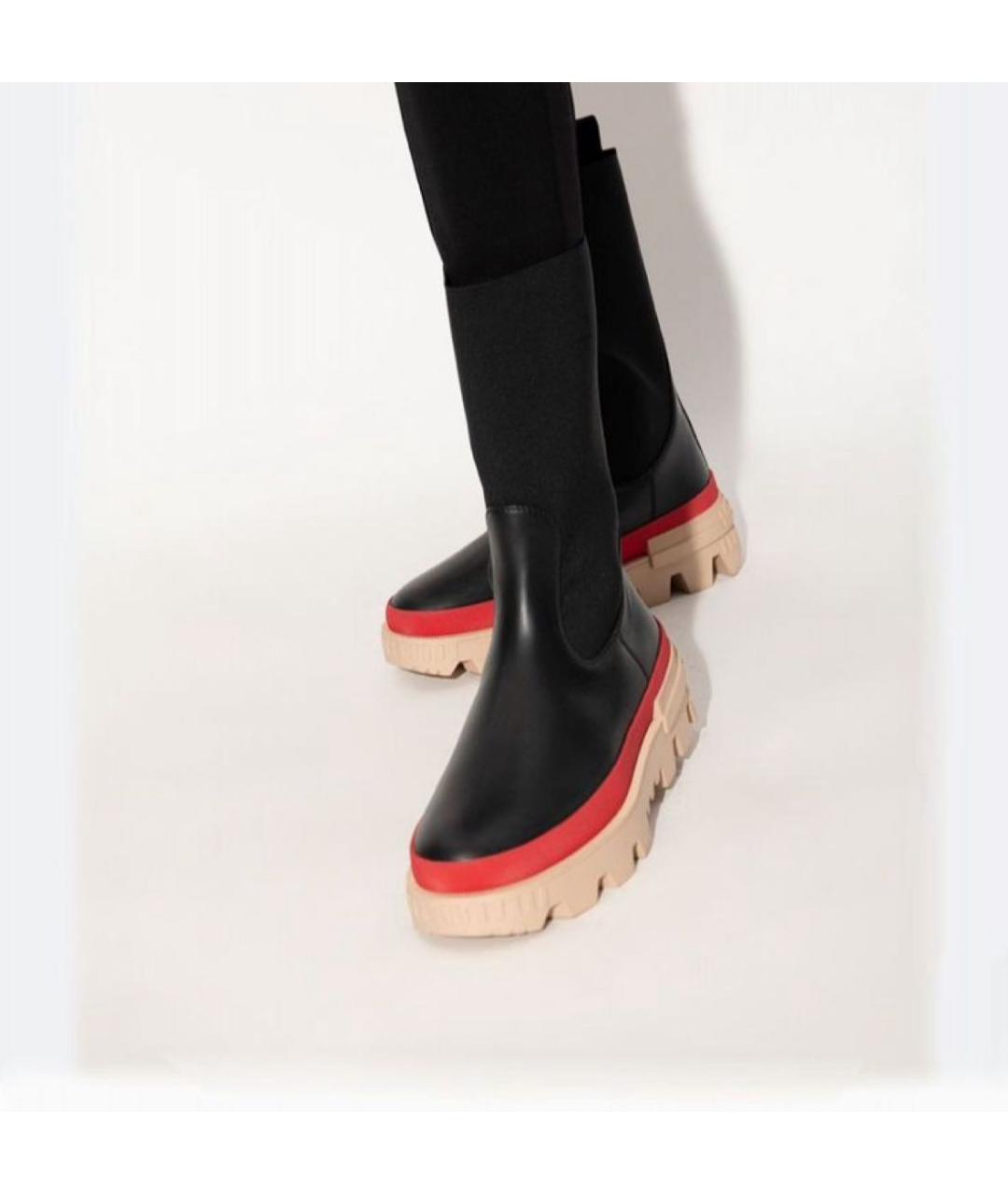 MONCLER Черные кожаные сапоги, фото 5