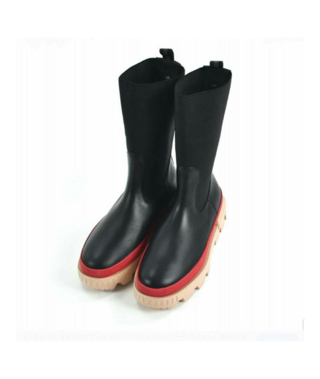 MONCLER Черные кожаные сапоги, фото 2