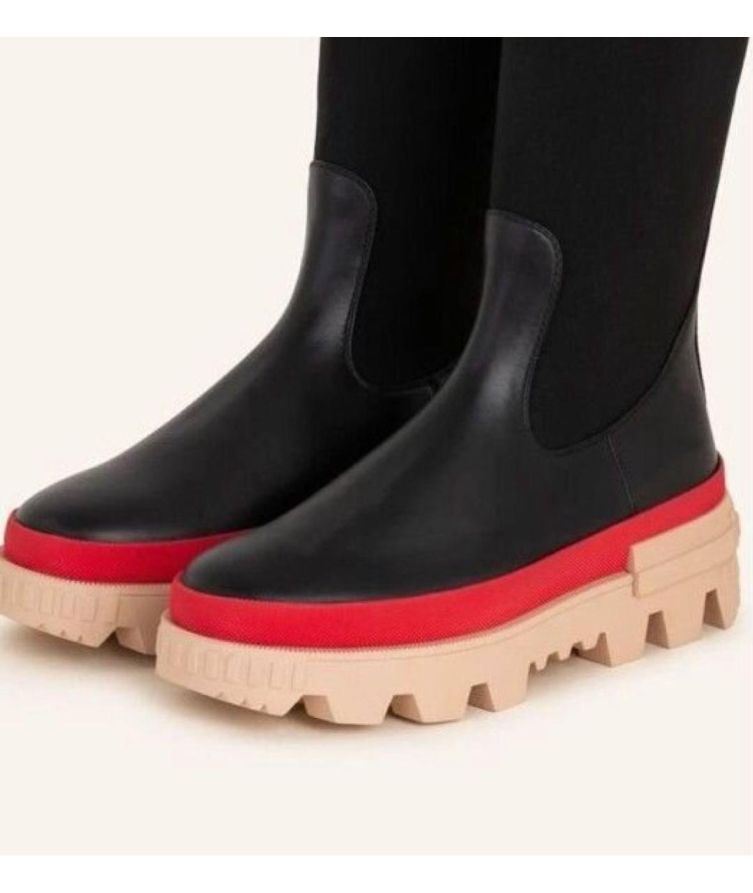 MONCLER Черные кожаные сапоги, фото 3