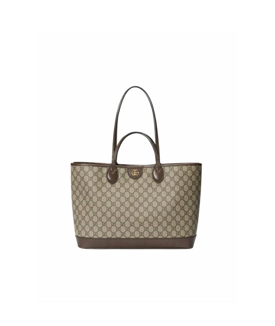 GUCCI Бежевая кожаная сумка тоут, фото 9
